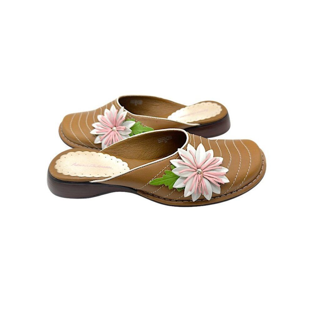 Hanna Andersson Leather Floral Slip-On Mules 🌼